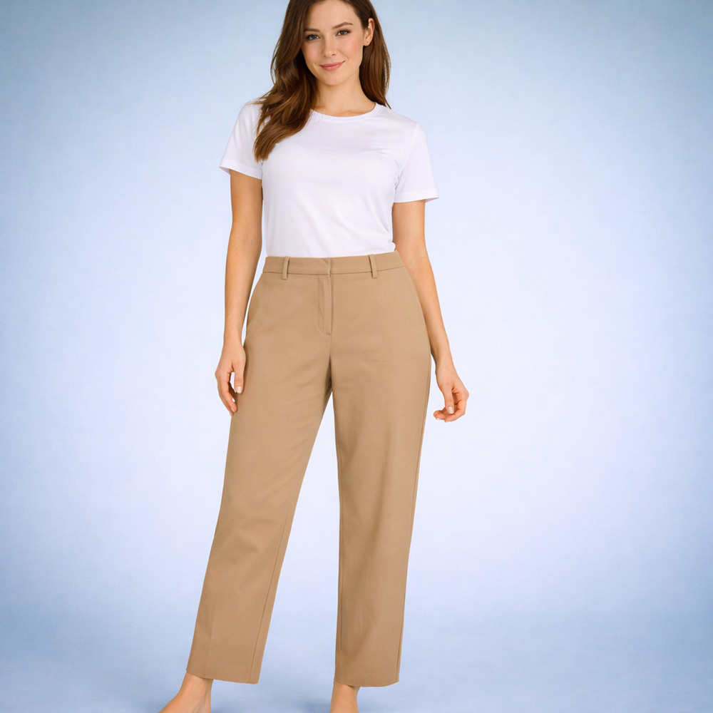 Theory Size 4 Khacki Testra Classic Suit Straight Leg Wool Blend Pants